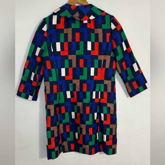 Milly of New York Silk Blend Colorful Block Pattern Trench Coat/Dress - Picture 7 of 16